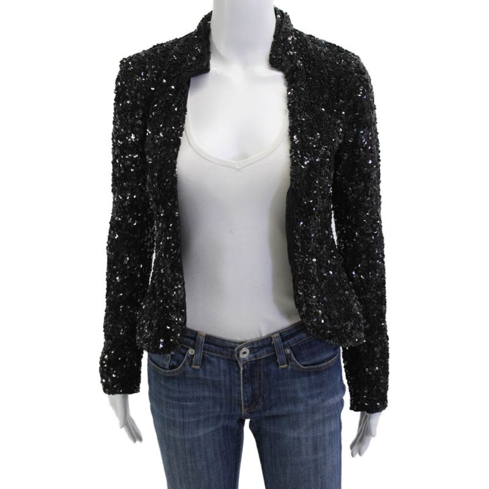 Gryphon New York Womens Black Silk Blazer Long Sleeve Designer Size XS
